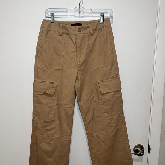 Lulus Womens Wide Leg Cargo Pants Size S Khaki Cotton Blend Casual Wearable With - Picture 3 of 9